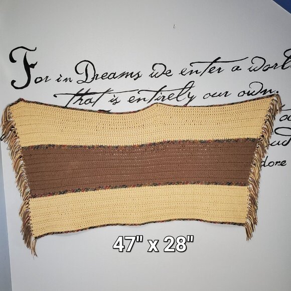 Brown & Tan Hand Knit Prayer Shawl - Lap Blanket - Picture 3 of 3